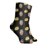 Custom Socks with Faces Change Men Face Size Personalized Printed Photo Crew Socks