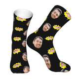 Custom Socks with Faces Change Men Face Size Personalized Printed Photo Crew Socks