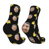Custom Socks with Faces Change Men Face Size Personalized Printed Photo Crew Socks