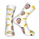 Custom Socks with Faces Change Men Face Size Personalized Printed Photo Crew Socks