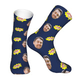 Custom Socks with Faces Change Men Face Size Personalized Printed Photo Crew Socks