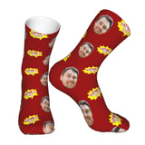 Custom Socks with Faces Change Men Face Size Personalized Printed Photo Crew Socks
