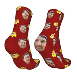 Custom Socks with Faces Change Men Face Size Personalized Printed Photo Crew Socks