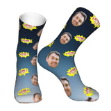 Custom Socks with Faces Change Men Face Size Personalized Printed Photo Crew Socks