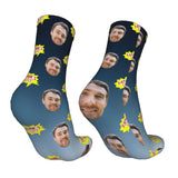 Custom Socks with Faces Change Men Face Size Personalized Printed Photo Crew Socks