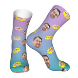 Custom Socks with Faces Change Men Face Size Personalized Printed Photo Crew Socks