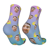Custom Socks with Faces Change Men Face Size Personalized Printed Photo Crew Socks