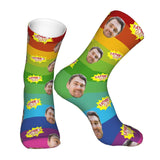 Custom Socks with Faces Change Men Face Size Personalized Printed Photo Crew Socks