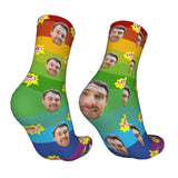 Custom Socks with Faces Change Men Face Size Personalized Printed Photo Crew Socks