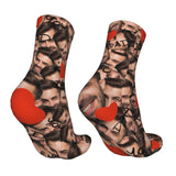 Custom Socks with Faces Change Men Face Size Personalized Printed Photo Crew Socks