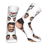 Custom Socks with Faces Change Men Face Size Personalized Printed Photo Crew Socks
