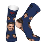 Custom Socks with Faces Change Men Face Size Personalized Printed Photo Crew Socks