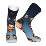 Custom Socks with Faces Change Men Face Size Personalized Printed Photo Crew Socks