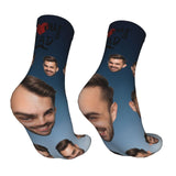 Custom Socks with Faces Change Men Face Size Personalized Printed Photo Crew Socks