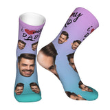 Custom Socks with Faces Change Men Face Size Personalized Printed Photo Crew Socks