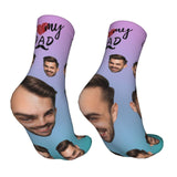 Custom Socks with Faces Change Men Face Size Personalized Printed Photo Crew Socks