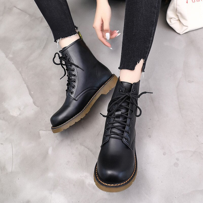 Boots Women Leather Shoes for Winter Boots Shoes Woman Casual Spring Leather Botas Mujer Female Ankle Boots