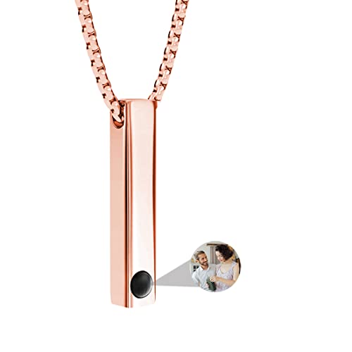 Personalized Men's Necklaces Custom Photo I Love You Necklace 100 Languages Necklace Simple Vertical Bar Pendant Necklace Jewelry Gift for DAD MOM