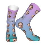 Custom Socks with Faces Change Men Face Size Personalized Printed Photo Crew Socks