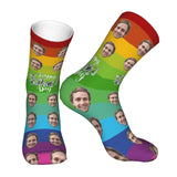 Custom Socks with Faces Change Men Face Size Personalized Printed Photo Crew Socks