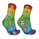 Custom Socks with Faces Change Men Face Size Personalized Printed Photo Crew Socks