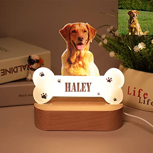 Custom Pet Photo Night Light Dog Bone Photo Lighting Glowing Desktop Ornament Personalized Ornament Creative Gift Home Ornament