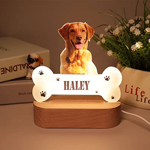 Custom Pet Photo Night Light Dog Bone Photo Lighting Glowing Desktop Ornament Personalized Ornament Creative Gift Home Ornament