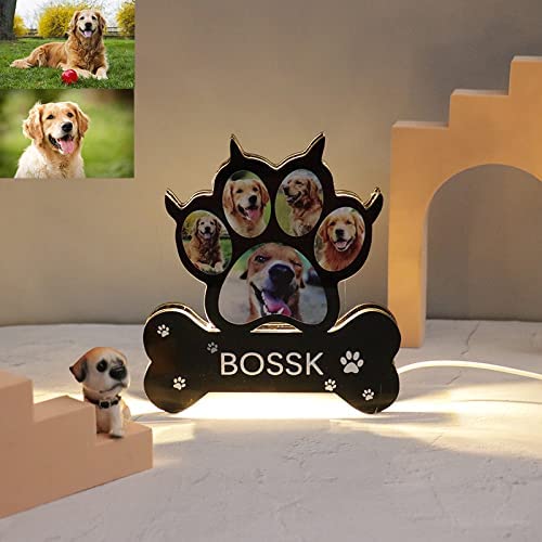 Acrylic Pet Dog Paw Photo Frame Light Personalized Photo Night Light  Acrylic Photos Light for Pet Lovers