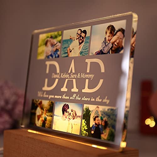 Personalized DAD Photo Lights Custom Picture Acrylic Night Light Photo Engraved Lamp Christmas New Year Light Gift
