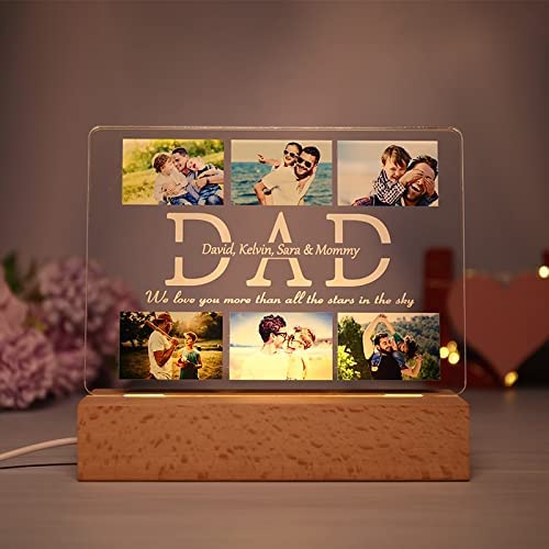 Personalized DAD Photo Lights Custom Picture Acrylic Night Light Photo Engraved Lamp Christmas New Year Light Gift