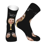 Custom Socks with Faces Change Men Face Size Personalized Printed Photo Crew Socks