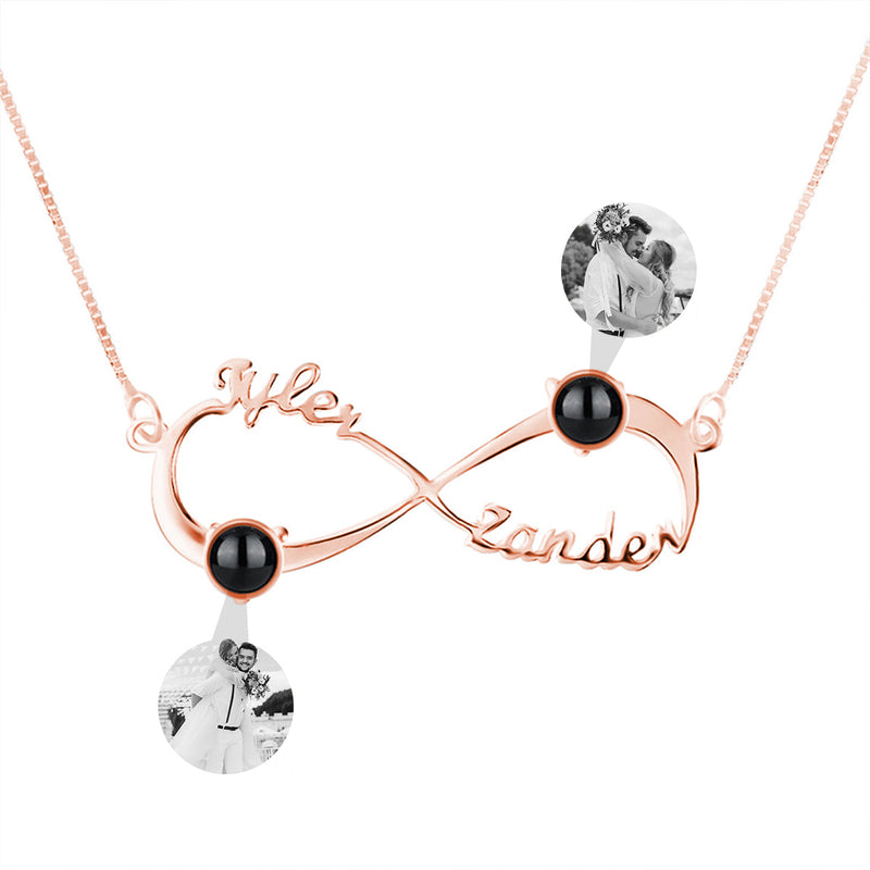 Custom photo necklace infinity name projection necklace Mother's Day Holiday Gift Projection Necklace