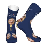 Custom Socks with Faces Change Men Face Size Personalized Printed Photo Crew Socks