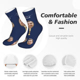 Custom Socks with Faces Change Men Face Size Personalized Printed Photo Crew Socks