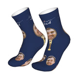 Custom Socks with Faces Change Men Face Size Personalized Printed Photo Crew Socks