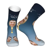 Custom Socks with Faces Change Men Face Size Personalized Printed Photo Crew Socks