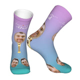 Custom Socks with Faces Change Men Face Size Personalized Printed Photo Crew Socks