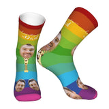Custom Socks with Faces Change Men Face Size Personalized Printed Photo Crew Socks