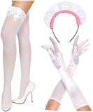 Japanese Anime Sissy Maid Dress Cosplay Sweet Classic Lolita Fancy Apron Maid Dress with Socks Gloves Set