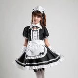 Japanese Anime Sissy Maid Dress Cosplay Sweet Classic Lolita Fancy Apron Maid Dress with Socks Gloves Set