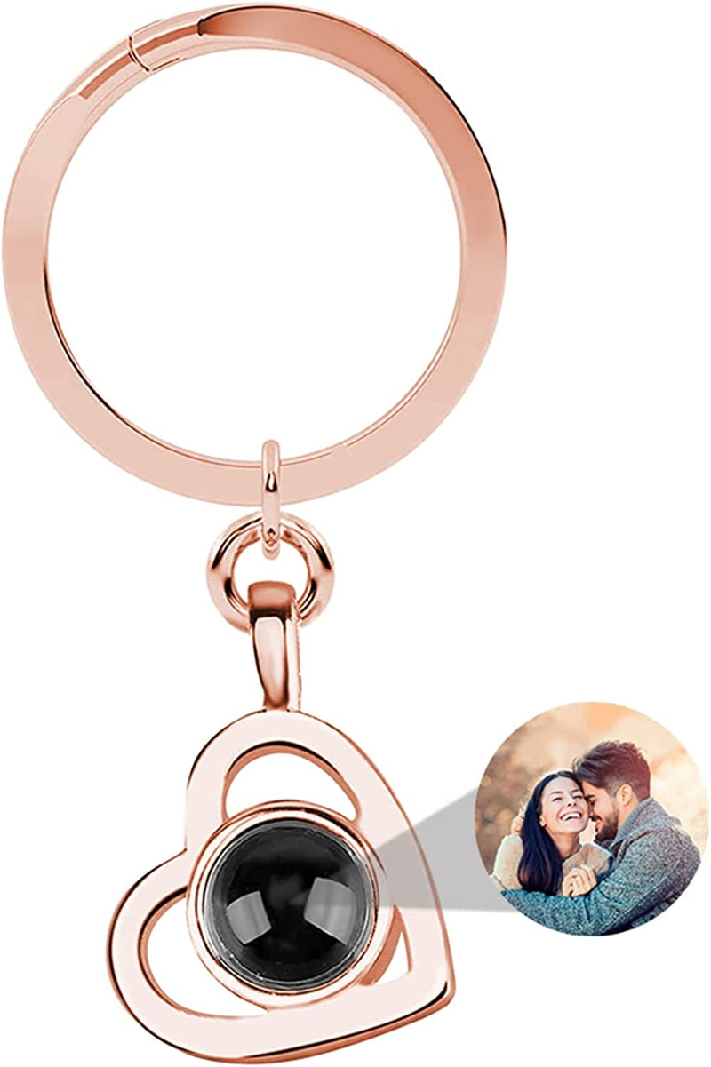 Custom Heart Pendant Photo Keychain Custom Picture Projection Keychain I Love You in 100 Languages Keyring