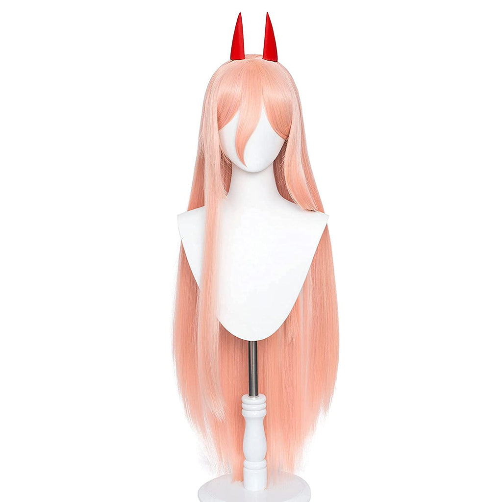 Long Straight Pink Wig for Power Chainsaw Man Cosplay Costume Hair