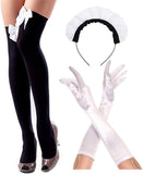 Japanese Anime Sissy Maid Dress Cosplay Sweet Classic Lolita Fancy Apron Maid Dress with Socks Gloves Set