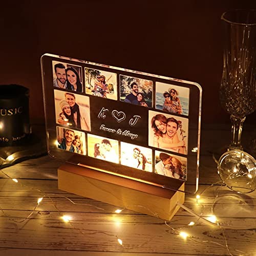 Acrylic Custom Photo Light Wood Base Desktop Decoration Night Light Gift for Valentine's Day