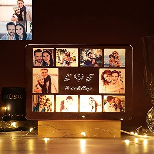 Acrylic Custom Photo Light Wood Base Desktop Decoration Night Light Gift for Valentine's Day