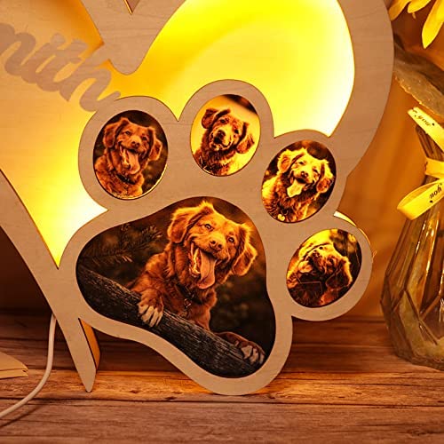Customized Pet Dog Paw Photo Light Pet Personalized Photo Acrylic Night Light