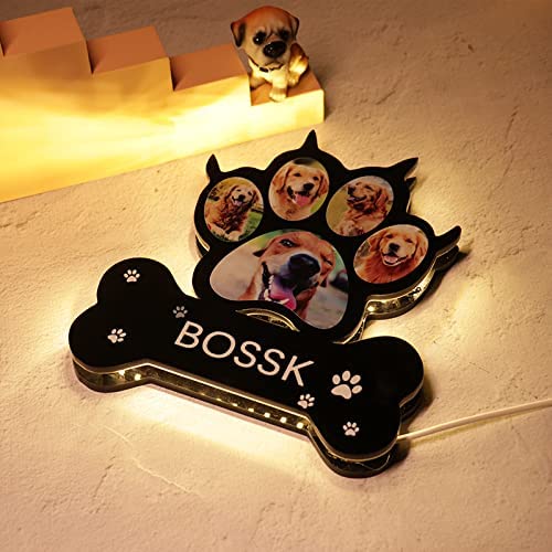 Acrylic Pet Dog Paw Photo Frame Light Personalized Photo Night Light  Acrylic Photos Light for Pet Lovers