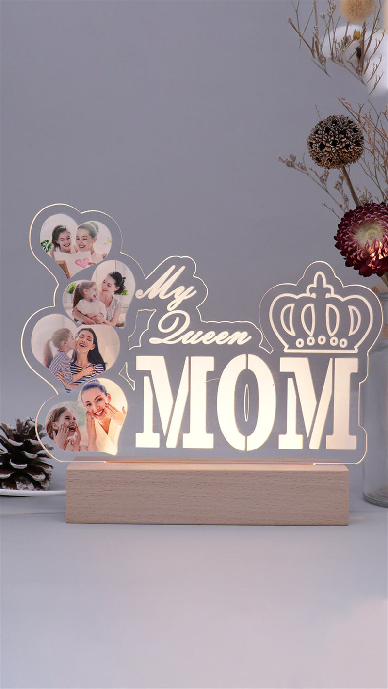 Customized My Queen MOM Acrylic Photo Night Light