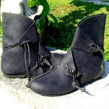 Men's Vintage Leather Viking Boots Medieval Short Boots Renaissance Retro Flat Gladiator Boots Mens Stage Reenactment Shoes Cosplay Pirate Boots