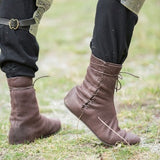 Medieval Boot Men Fashion Lace Up Vintage Lace Up Boot Renaissance Knight Viking Leather Boot Armor Cosplay Costume